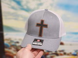 Richardson 112 Trucker Cap - Grey with White Mesh and Brown