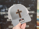 Richardson 112 Trucker Cap - Grey with White Mesh and Brown