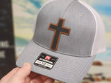 Richardson 112 Trucker Cap - Grey with White Mesh and Brown