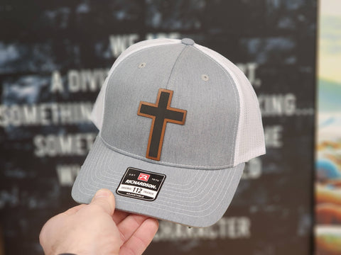 Richardson 112 Trucker Cap - Grey with White Mesh and Brown