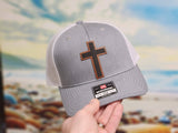 Richardson 112 Trucker Cap - Grey with White Mesh and Brown