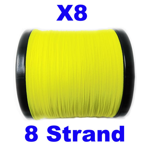 Reaction Tackle Braided Fishing Line - 8 Strand Hi Vis Yellow 150lb 1000yd