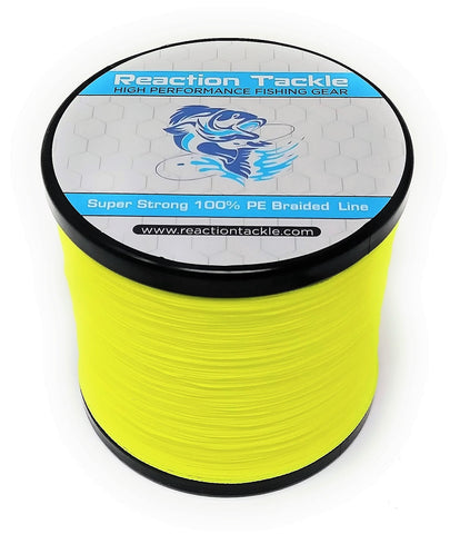 Reaction Tackle Braided Fishing Line Hi Vis Yellow 20LB 500yd Reaction Tackle Braided Fishing Line Hi Vis Yellow 20LB 500yd
