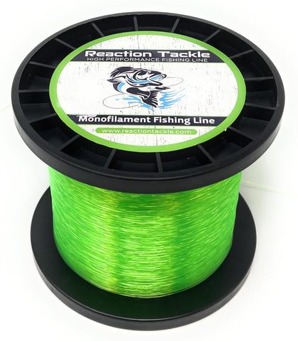 Reaction Tackle Monofilament Fishing Line | Multiple Colors & Strengths Hi Vis Green / 50LB (1230 yards) / 1LB Jumbo Spool Reaction Tackle Monofilament Fishing Line | Multiple Colors & Strengths Hi Vis Green / 50LB (1230 yards) / 1LB Jumbo Spool