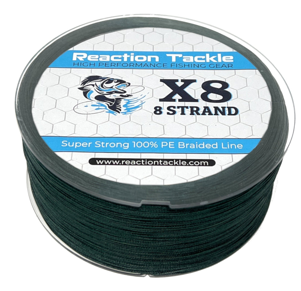 Reaction Tackle X8 Braided Fishing Line- Moss Green 8 Strand