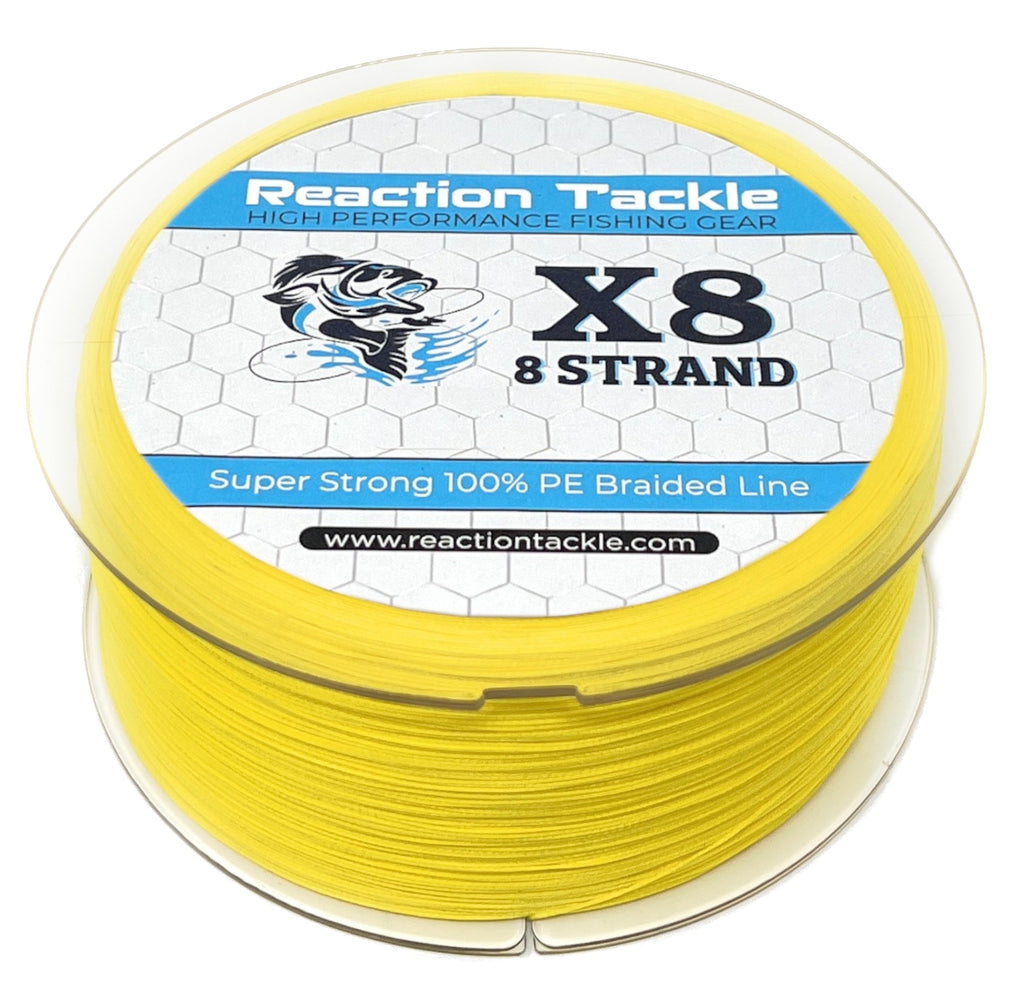 Reaction Tackle X8 Braided Fishing Line - Hi Vis Yellow 8 Strand Reaction Tackle X8 Braided Fishing Line - Hi Vis Yellow 8 Strand
